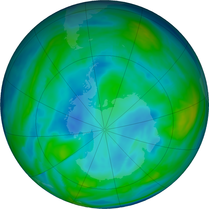 Antarctic ozone map for 04 June 2021